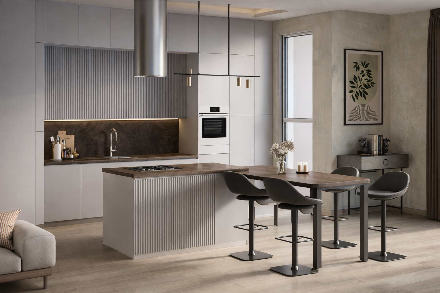 Cocina de Apartamento Contemporáneo